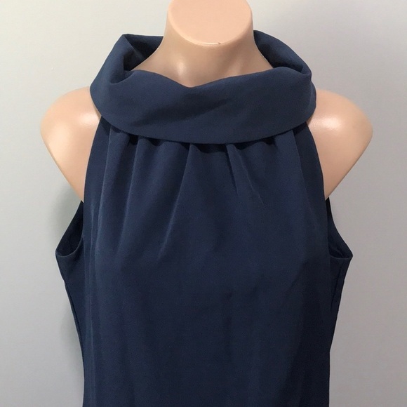 Sail to Sable Navy Cowl Neck Button Back Dress - Picture 3 of 9